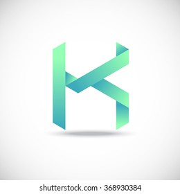 Letter K logo,vector origami design, technology,network,digital,Vector Illustration