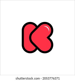 Letter K and love logo vector