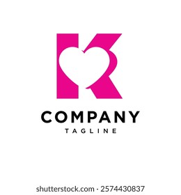 Letter K Love Valentine Logo Icon Vector