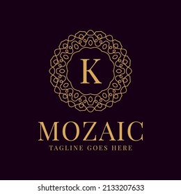letter K luxurious circular lace elegance vector logo design