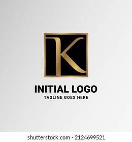 letter K luxurious square vector logo design