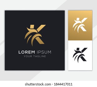 Letter K with luxury abstract eagle logo template 