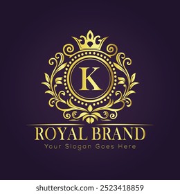 Letter K luxury gold logo concept