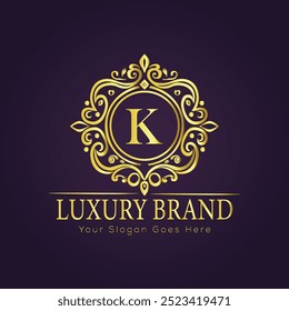 Letter K luxury gold logo concept