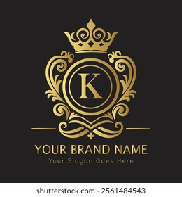 Letter K luxury gold logo concept
