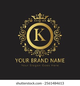 Letter K luxury gold logo concept
