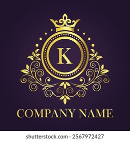 Letter K luxury gold logo concept