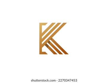 Letter K luxury gold monogram logo with clean and elegant lines style design vector illustration