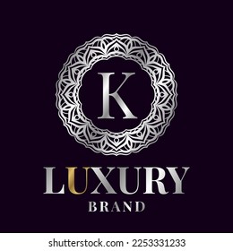 letter K luxury initial circle vector logo design