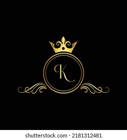 Letter K Luxury Logo. Monogram design elements, graceful template. Calligraphic elegant badge design. Business sign for Royalty, Letter Stamp, Boutique, Cafe, Hotel, Heraldic, Jewelry.