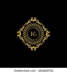 Letter K Luxury Ornament Logo. Monogram Crest Initial Letter Vector Design.