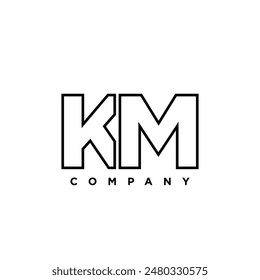 Letra K y M, Plantilla de diseño del logotipo de KM. Logotipo mínimo basado en el monograma inicial.