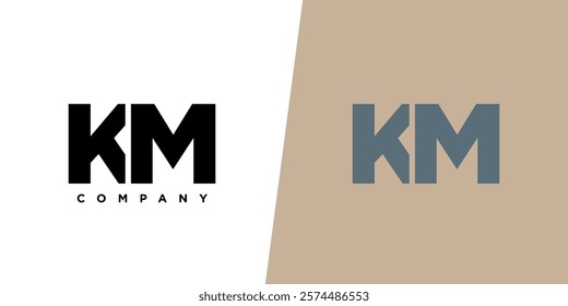 Letter K and M, KM logo design template. Minimal monogram initial based logotype.