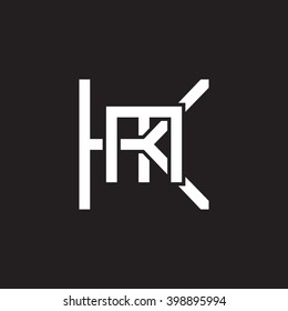 letter K and M monogram logo white black background