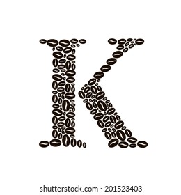 Letter K made of coffee beans vector set