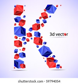 Letter K. Made from futuristic cube