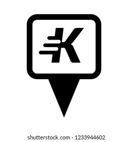 letter K and map pin. logo concept. Designed for your web site design, logo, app, UI