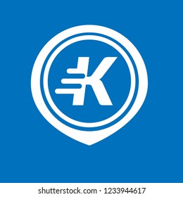 letter K and map pin. logo concept. Designed for your web site design, logo, app, UI