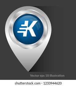 letter K and map pin. logo concept. Designed for your web site design, logo, app, UI