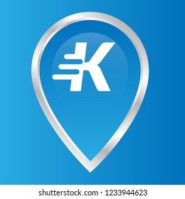 letter K and map pin. logo concept. Designed for your web site design, logo, app, UI