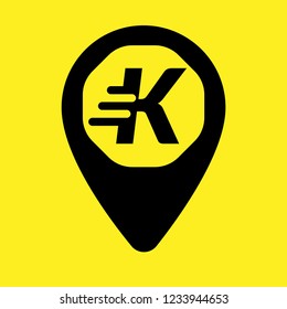 letter K and map pin. logo concept. Designed for your web site design, logo, app, UI