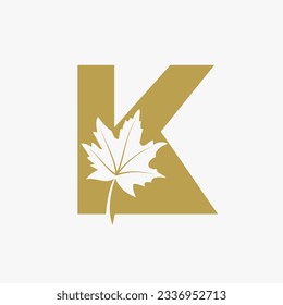 Letter K Maple Leaf Elegant Logo. Maple Leaf Logotype Vector Template
