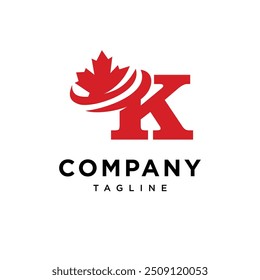Letra K Vector de icono de logotipo de hoja de arce
