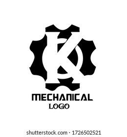 Letter K Mechanical Logo Design Template