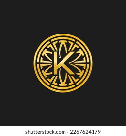 letter K medallion emblem initial circle badge logo
