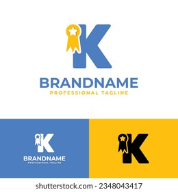 Letter K Medallion Logo, suitable for business related to medal, victory, champ with K initial.