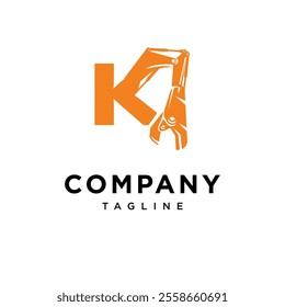 Letter K Metal Shear Excavator Logo Icon Vector