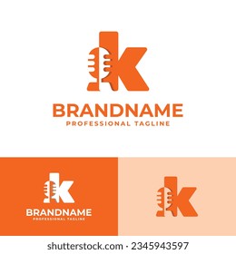 Logotipo de micrófono de letra K, adecuado para negocios relacionados con el Micrófono con K inicial.