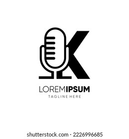 Letter K Microphone Podcast Logo Design Vector Icon Graphic Emblem Illustration Background Template