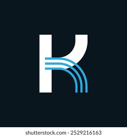 Letter K Minimal Business Logo With Triple Lines | Multicolor K Letter Small Typography Symbol