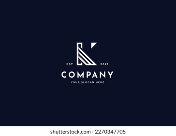 Letter K minimalist logo with clean and elegant lines style design vector illustration