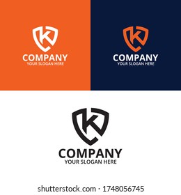 Letter K Minimalist Shield Logo Template Vector