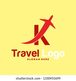 Letter K Modern Air Travel Logo Design - Vector