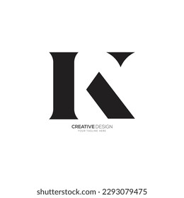 Letter K modern classic shape unique monogram logo design