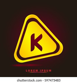 Letter K. Modern concept, elegant and simple typographic. Golden with triangle