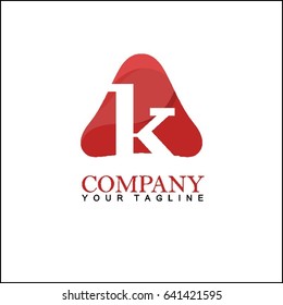 Letter K with Modern glossy and Triangle logo, Arrow and forward, Vector abstract  Digital, Technology, Media logotype