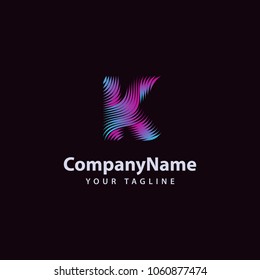 Letter K modern Wave line Logo design template.