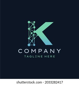 Letter K Molecule Logo, Bio tech Connect Dots Science Technology Logo Design Vector