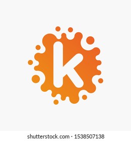 Letter K with molecule Logo design. Lab Logo Design Element , Design Vector with Dots. - VECTOR