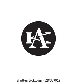 letter K and A monogram circle logo