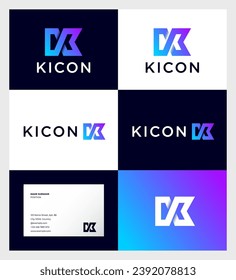 Letter K. K monogram consists of one line. Identity. Business card.