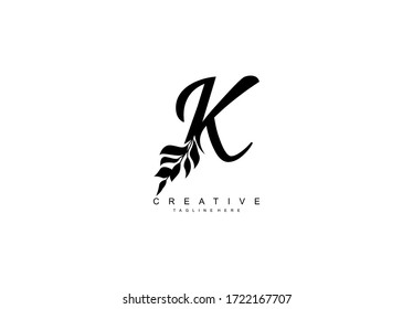 Letter K monogram floral wreath logotype