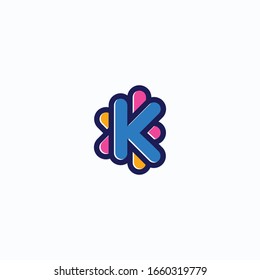 Letter K monogram. Kids emblem. Kids logo.   Kid store icon.
