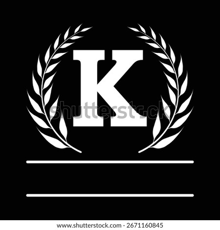 Letter K Monogram with Laurel Wreath Emblem design