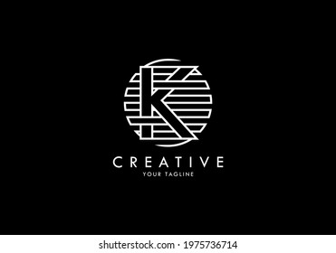 Letter K Monogram linked striped circle, Interesting concept looks abstract