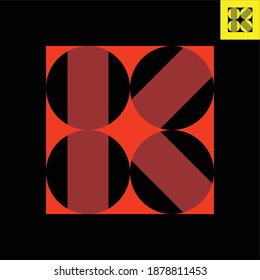 Letter K monogram logo design in Bauhaus art style. Vector logo in Eps 8.